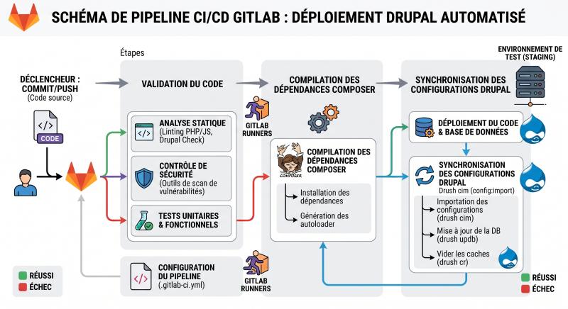 schéma d'un pipeline CI/CD GitLab 